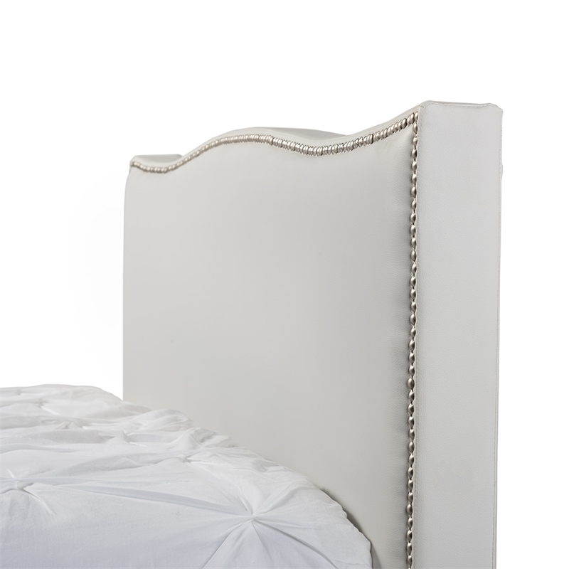 Bowery Hill Modern Faux Leather Queen Size Platform Bed in White