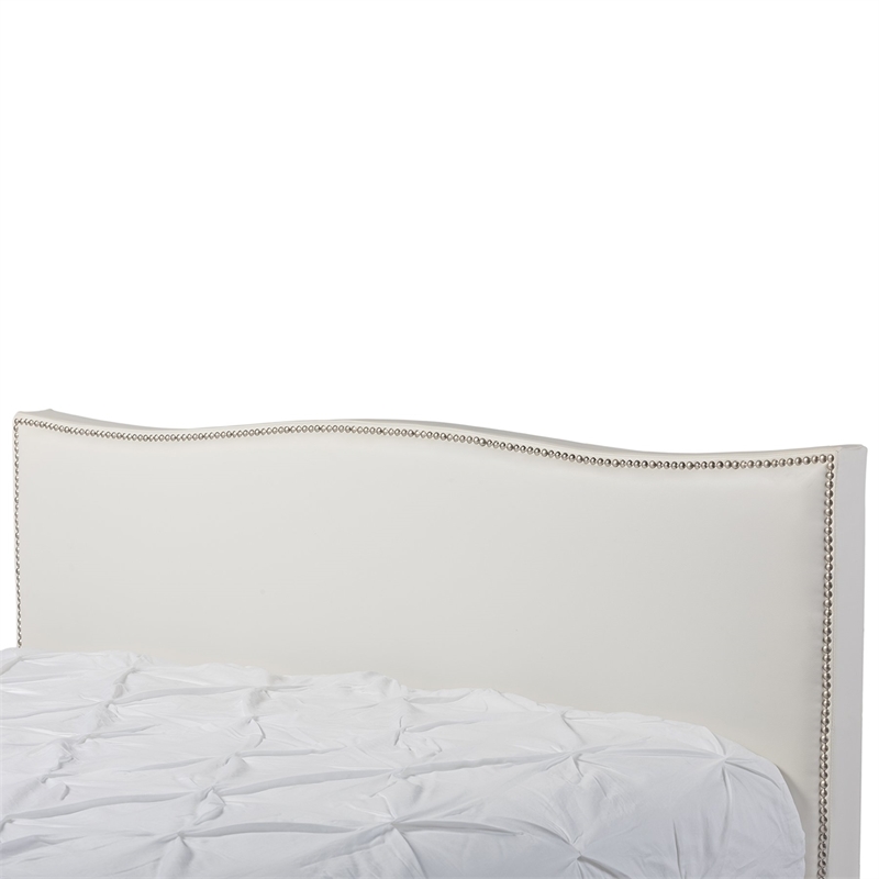 Bowery Hill Modern Faux Leather Queen Size Platform Bed in White