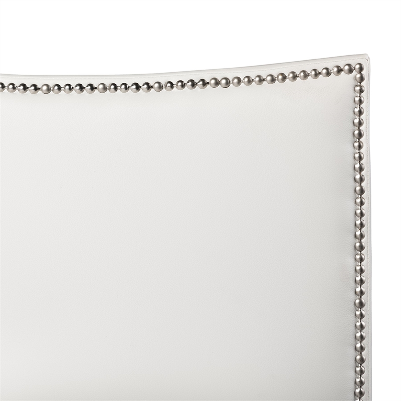 Bowery Hill Modern Faux Leather Queen Size Platform Bed in White