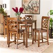 Bowery Hill Walnut Brown Finished Wood 5-Piece Pub Set