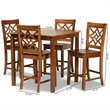 Bowery Hill Walnut Brown Finished Wood 5-Piece Pub Set