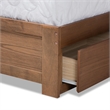 Bowery Hill Walnut Finished Wood King Size 3-Drawer Bed