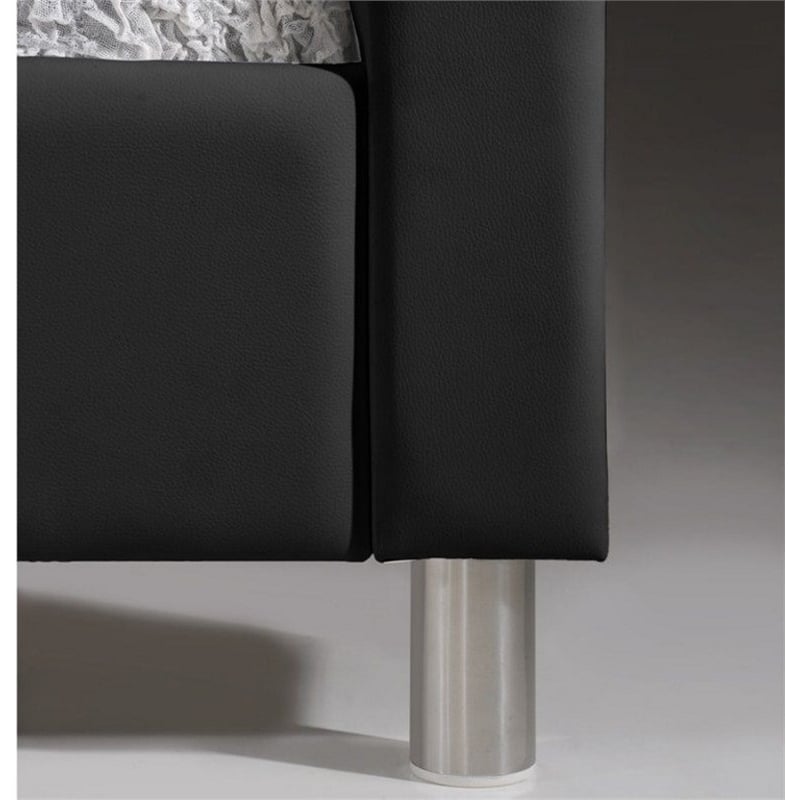 Bowery Hill Tufted Faux Leather King Platform Bed in Black