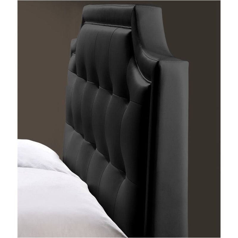 Bowery Hill Tufted Faux Leather King Platform Bed in Black