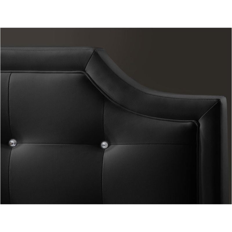 Bowery Hill Tufted Faux Leather King Platform Bed in Black