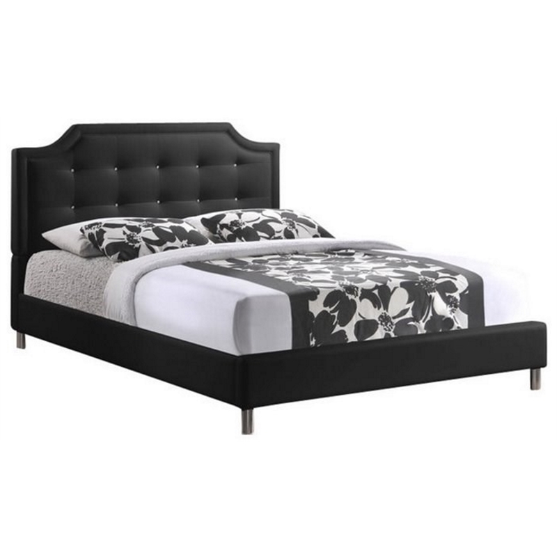 Bowery Hill Tufted Faux Leather King Platform Bed in Black