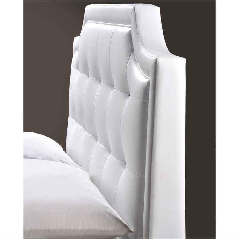 Bowery Hill Modern Tufted Faux Leather Full Platform Bed in White