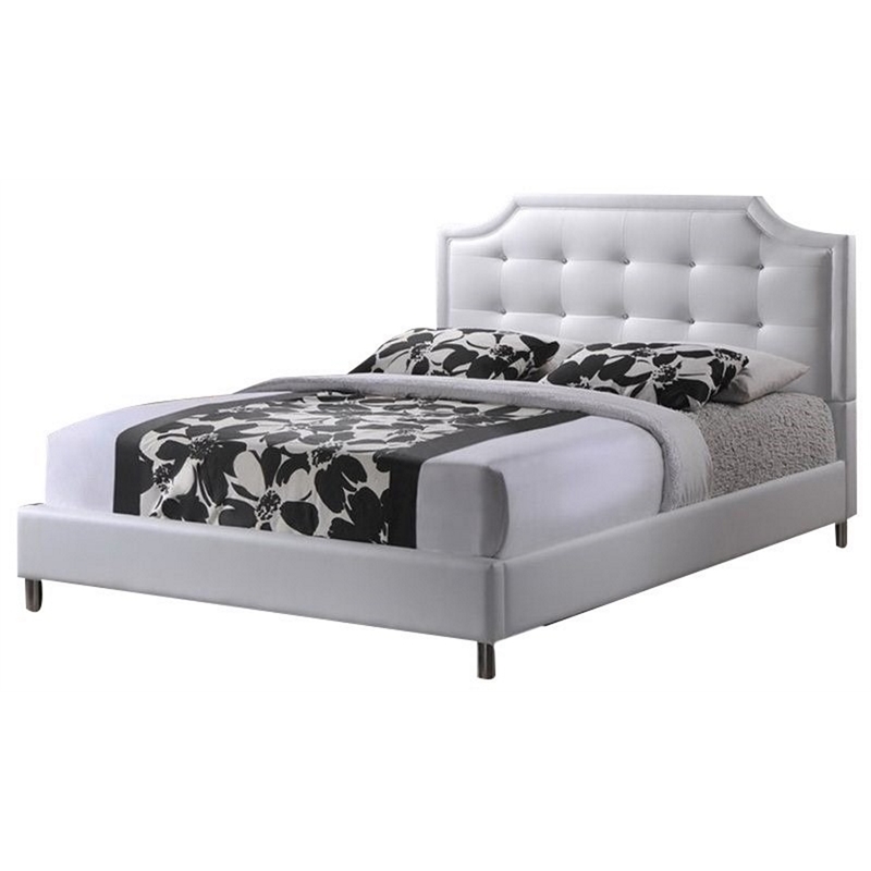 Bowery Hill Modern Tufted Faux Leather Full Platform Bed in White