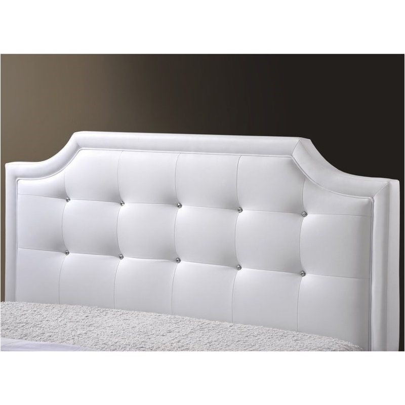 Bowery Hill Tufted Faux Leather King Platform Bed in White