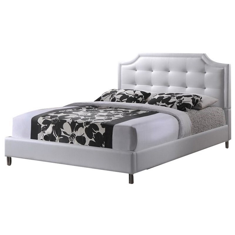 Bowery Hill Tufted Faux Leather King Platform Bed in White
