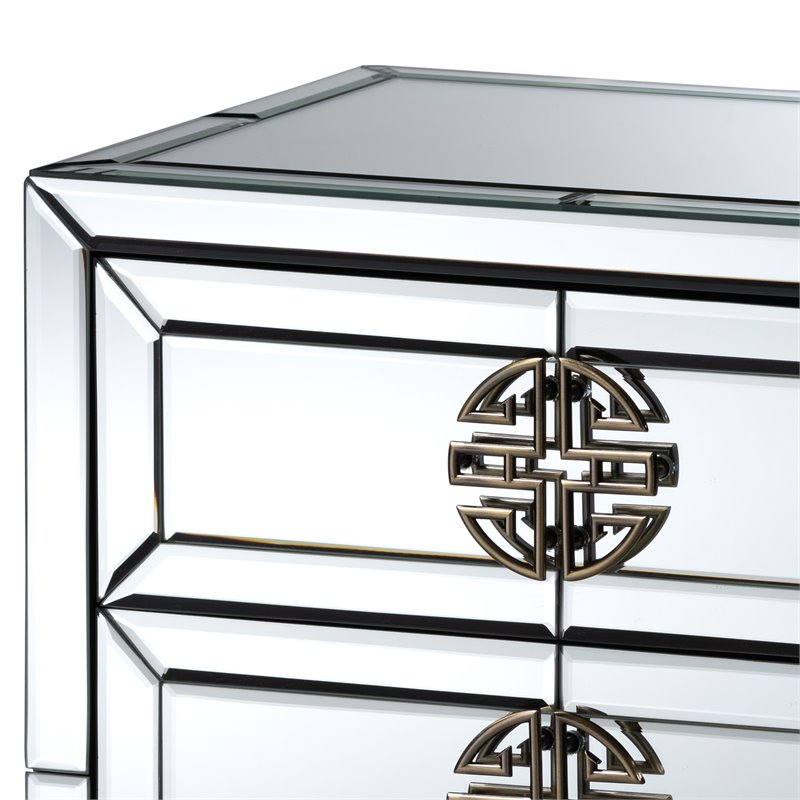 Bowery Hill Mirrored and Bronze Finished 3-Drawer Nightstand