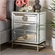 Bowery Hill Mirrored and Bronze Finished 3-Drawer Nightstand