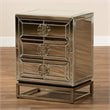 Bowery Hill Mirrored and Bronze Finished 3-Drawer Nightstand