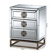 Bowery Hill Mirrored and Bronze Finished 3-Drawer Nightstand