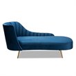 Bowery Hill Blue Velvet Upholstered and Gold Finished Chaise