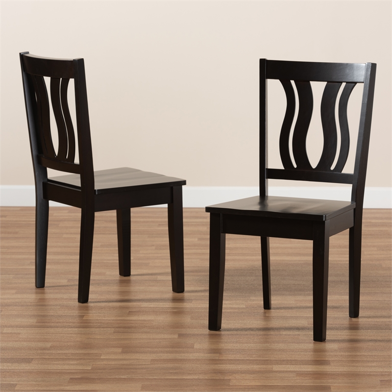 Bowery Hill Dark Brown Finished Wood 2-Piece Dining Chair Set