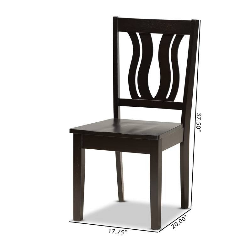 Bowery Hill Dark Brown Finished Wood 2-Piece Dining Chair Set