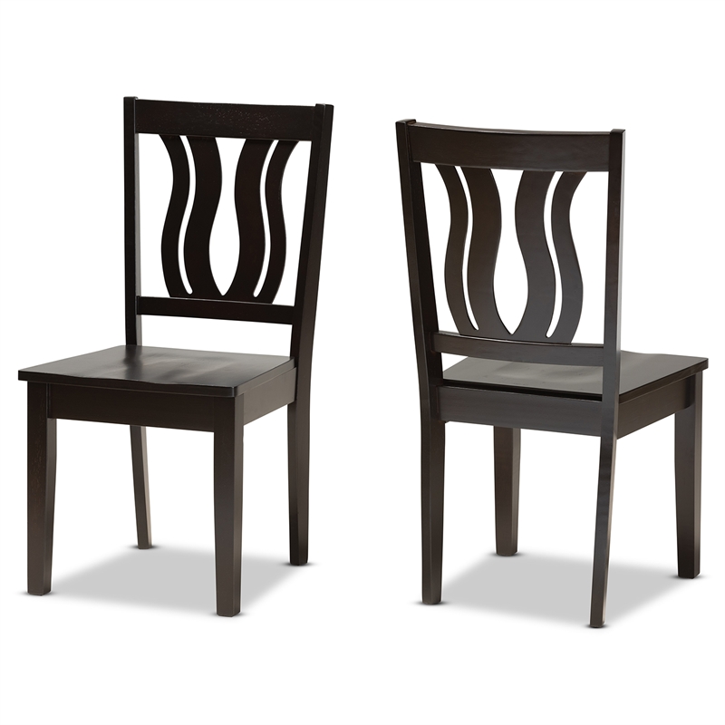 Bowery Hill Dark Brown Finished Wood 2-Piece Dining Chair Set