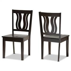 Bowery Hill Dark Brown Finished Wood 2-Piece Dining Chair Set