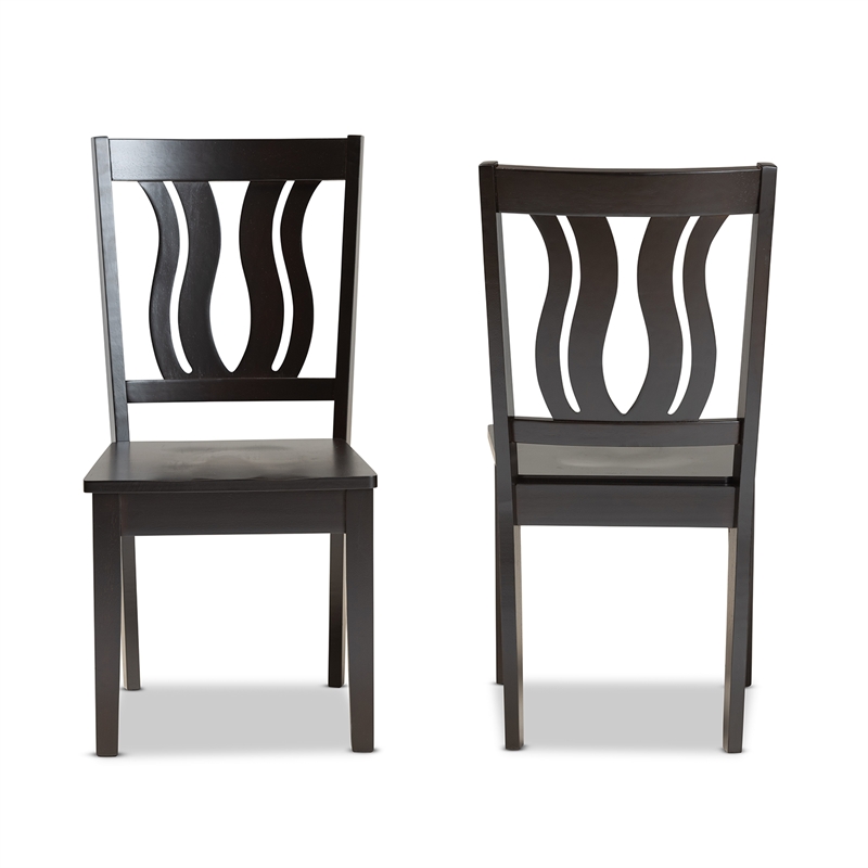 Bowery Hill Dark Brown Finished Wood 2-Piece Dining Chair Set