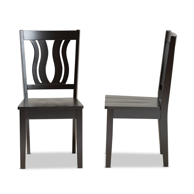 Bowery Hill Dark Brown Finished Wood 2-Piece Dining Chair Set