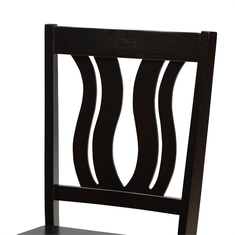 Bowery Hill Dark Brown Finished Wood 2-Piece Dining Chair Set