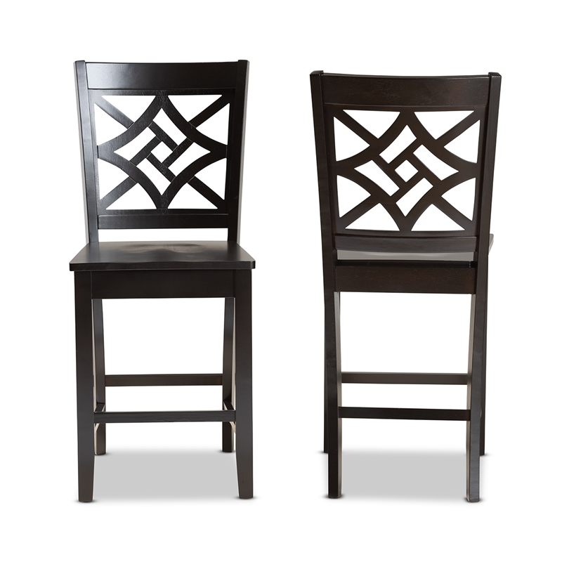 Bowery Hill Contemporary Dark Brown Finished Wood 2-Piece Counter Stool Set