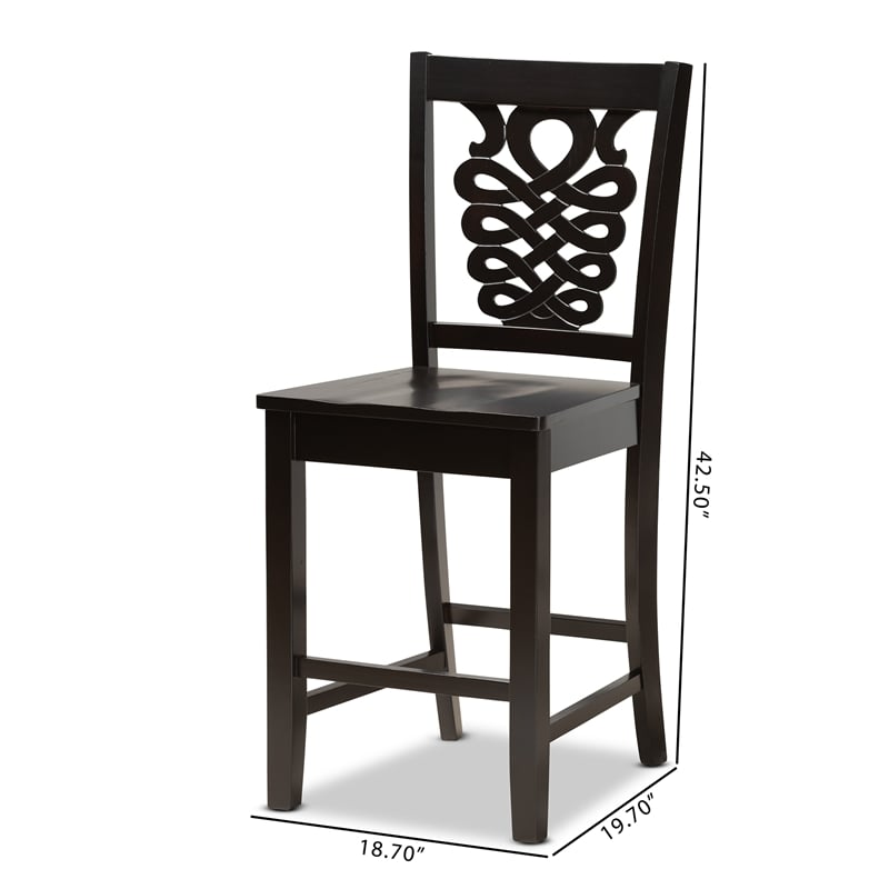 Bowery Hill Contemporary Dark Brown Finished Wood 2-Piece Counter Stool Set