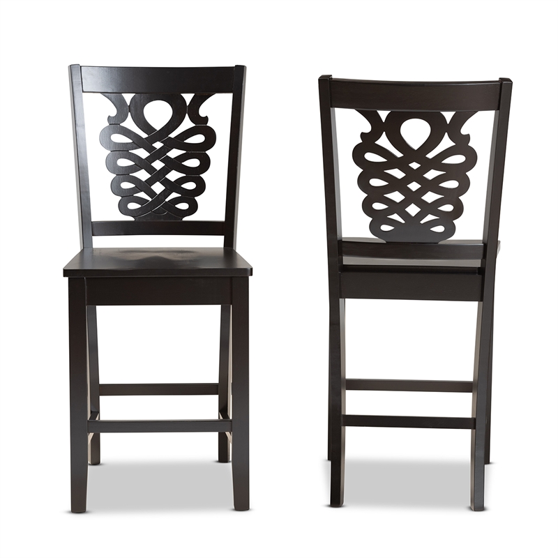 Bowery Hill Contemporary Dark Brown Finished Wood 2-Piece Counter Stool Set