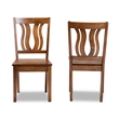 Bowery Hill Oak Walnut Brown Dining Chair Set Rectangular Cut-Out Back 37.4