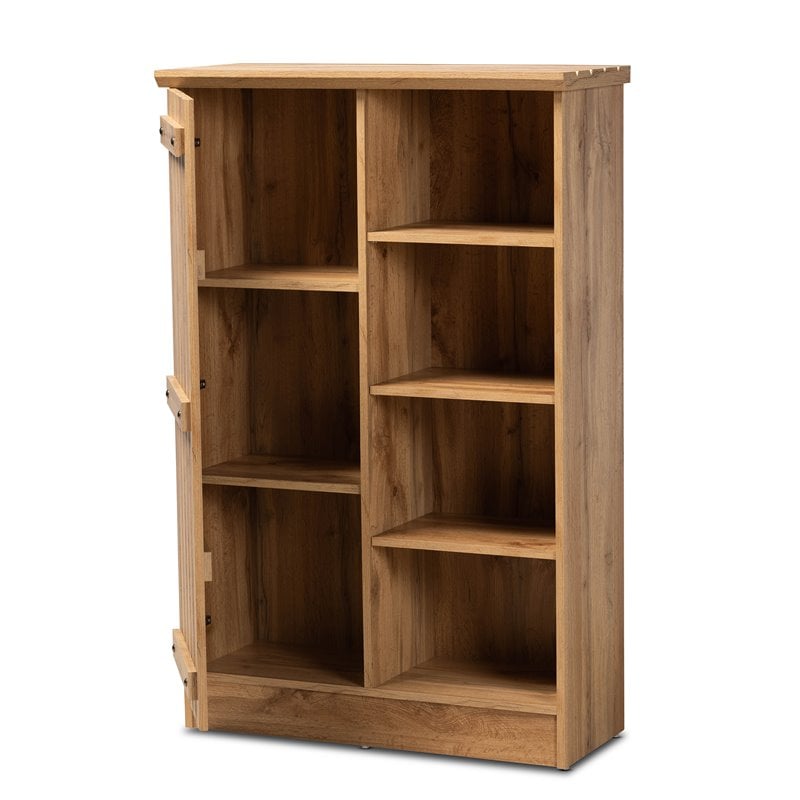 Bowery Hill Modern Natural Oak Brown Finished Wood 1-Door Shoe Cabinet
