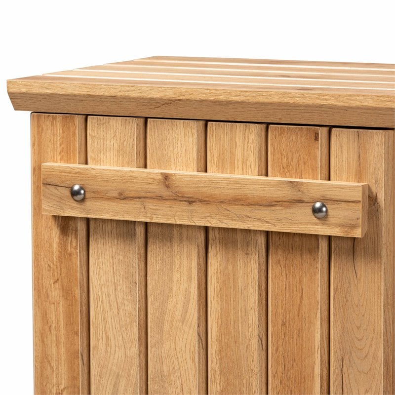 Bowery Hill Modern Natural Oak Brown Finished Wood 1-Door Shoe Cabinet