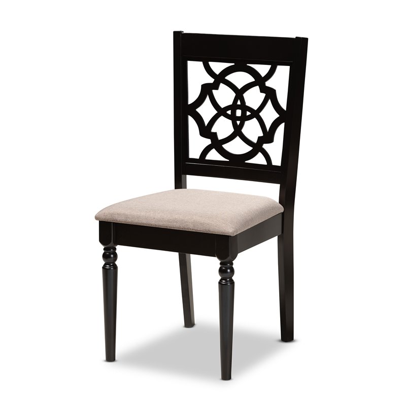 Bowery Hill Sand and Dark Brown Finished Wood 7-Piece Dining Set