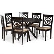 Bowery Hill Sand and Dark Brown Finished Wood 7-Piece Dining Set