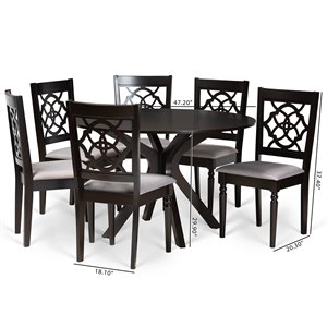 Bowery Hill Grey and Dark Brown Finished Wood 7-Piece Dining Set