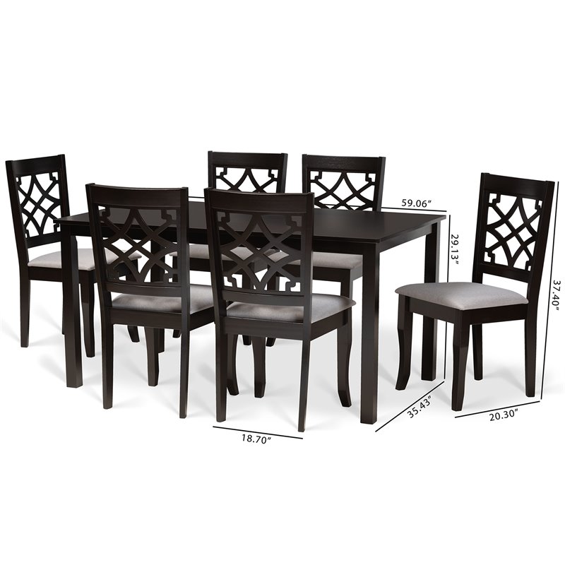 Bowery Hill Grey and Dark Brown Finished Wood 7-Piece Dining Set