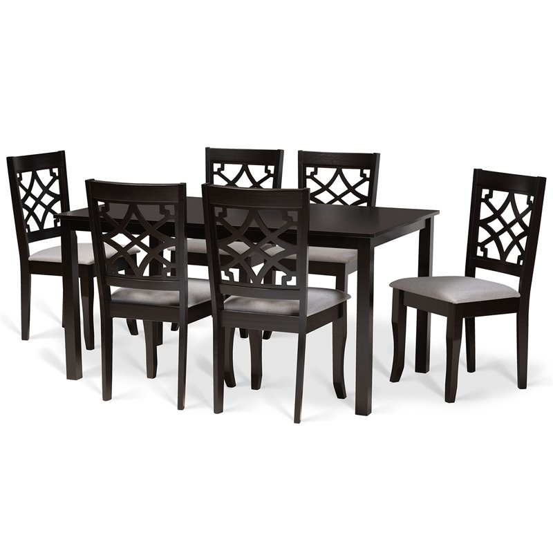Bowery Hill Grey and Dark Brown Finished Wood 7-Piece Dining Set