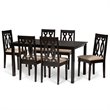 Bowery Hill Sand and Dark Brown Finished Wood 7-Piece Dining Set