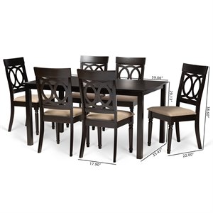 Bowery Hill Sand and Dark Brown Finished Wood 7-Piece Dining Set