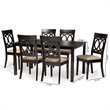 Bowery Hill Sand and Dark Brown Finished Wood 7-Piece Dining Set