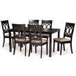 Bowery Hill Sand and Dark Brown Finished Wood 7-Piece Dining Set