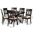 Bowery Hill Sand and Dark Brown Finished Wood 7-Piece Dining Set
