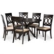 Bowery Hill Sand and Dark Brown Finished Wood 7-Piece Dining Set