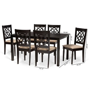 Bowery Hill Sand and Dark Brown Finished Wood 7-Piece Dining Set