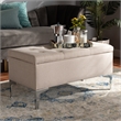 Bowery Hill Upholstered and Silver Finished Metal Storage Ottoman
