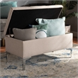 Bowery Hill Upholstered and Silver Finished Metal Storage Ottoman