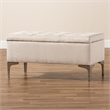 Bowery Hill Upholstered and Silver Finished Metal Storage Ottoman