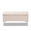 Bowery Hill Upholstered and Silver Finished Metal Storage Ottoman