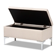 Bowery Hill Upholstered and Silver Finished Metal Storage Ottoman
