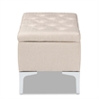Bowery Hill Upholstered and Silver Finished Metal Storage Ottoman